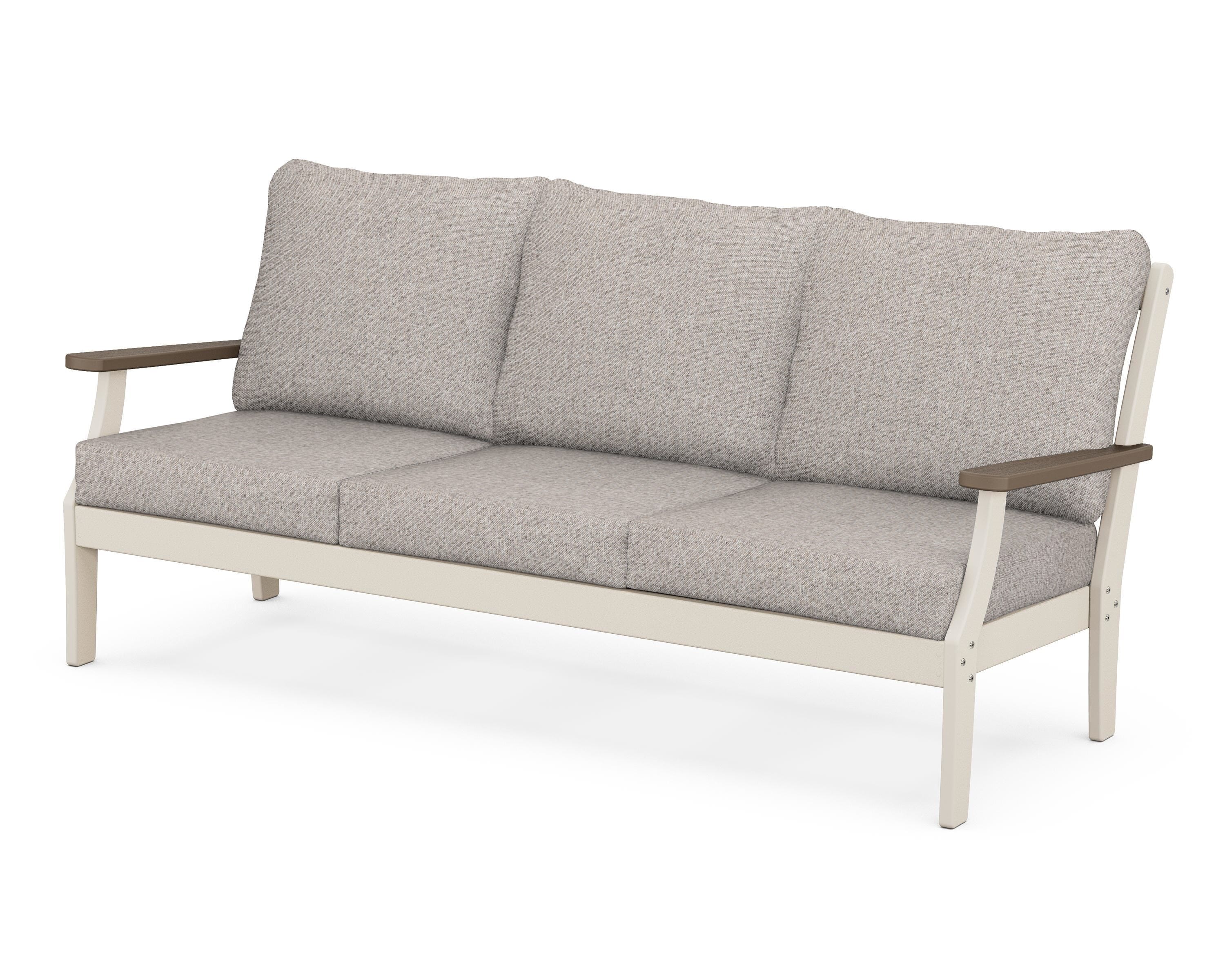 POLYWOOD® Braxton Deep Seating Sofa in Sand / Kona / Weathered Tweed
