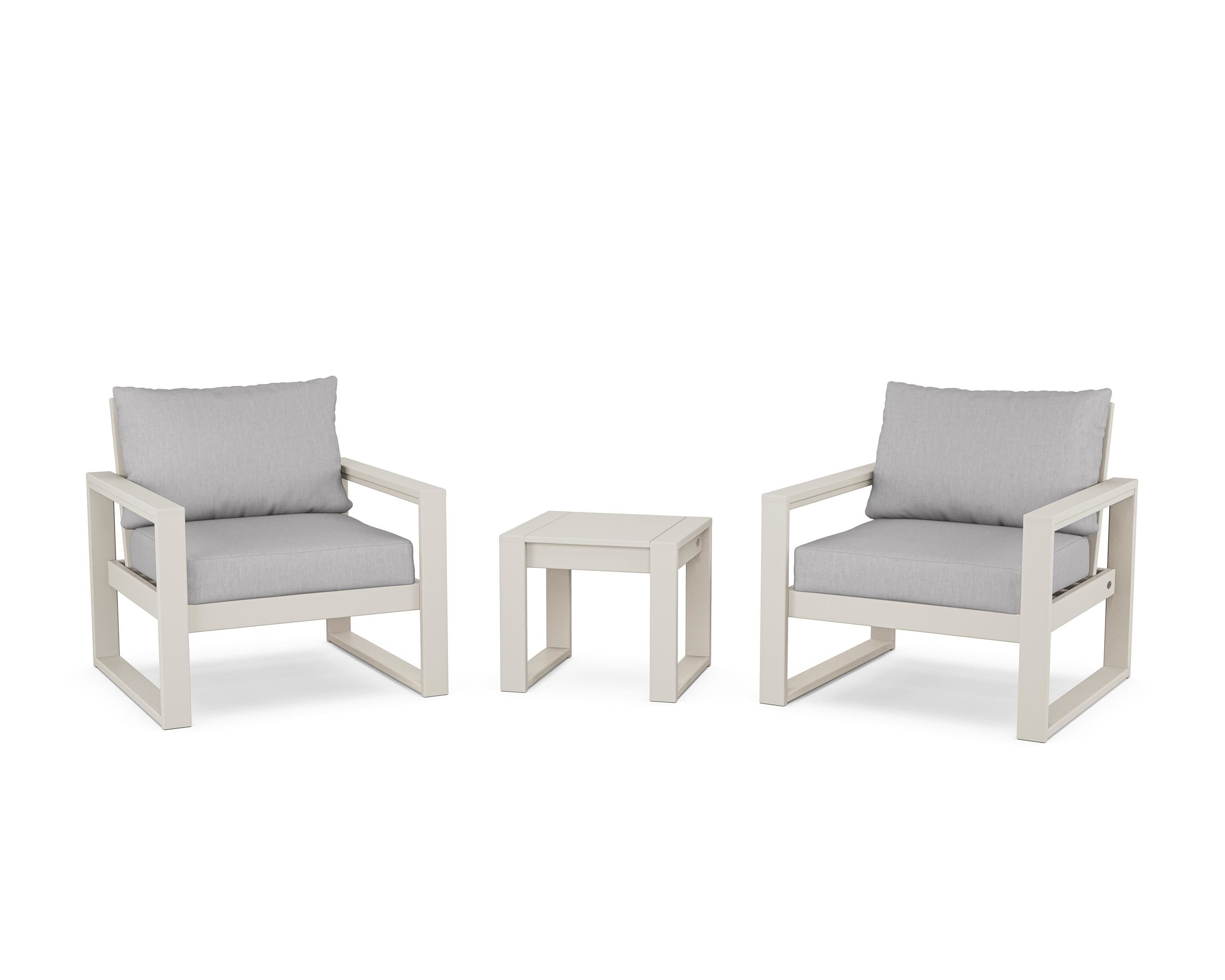 POLYWOOD® EDGE Sectional 3-Piece Deep Seating Set in Sand / Granite