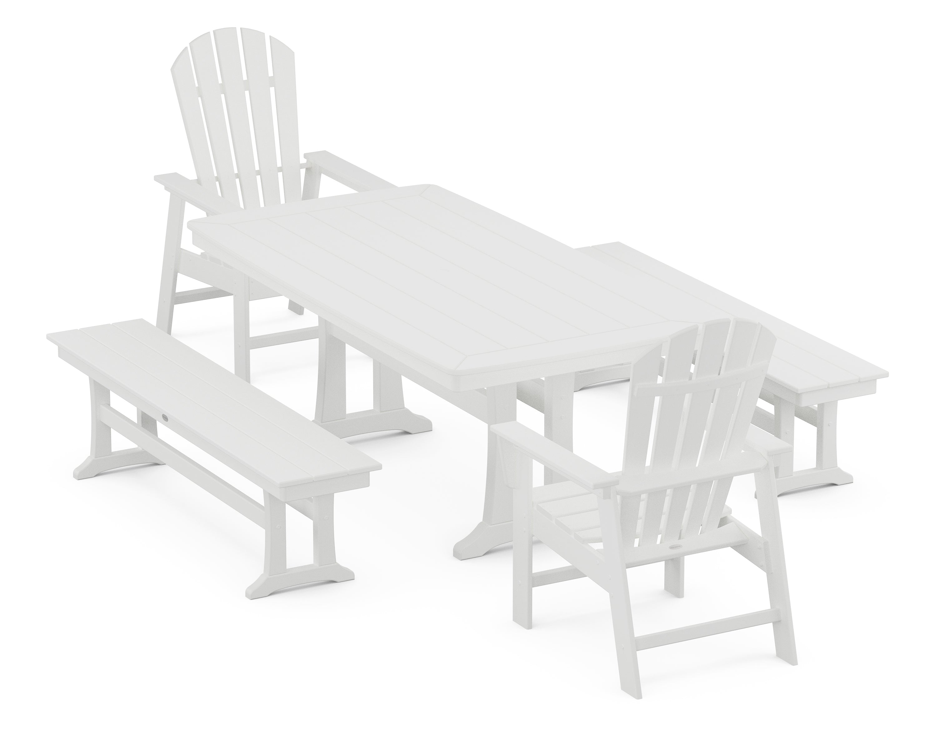 POLYWOOD® South Beach 5-Piece Dining Set with Trestle Legs in White