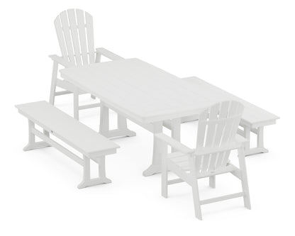 POLYWOOD® South Beach 5-Piece Dining Set with Trestle Legs in White