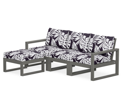 POLYWOOD® EDGE 4-Piece Modular Deep Seating Set with Ottoman in Slate Grey / Leaf Navy