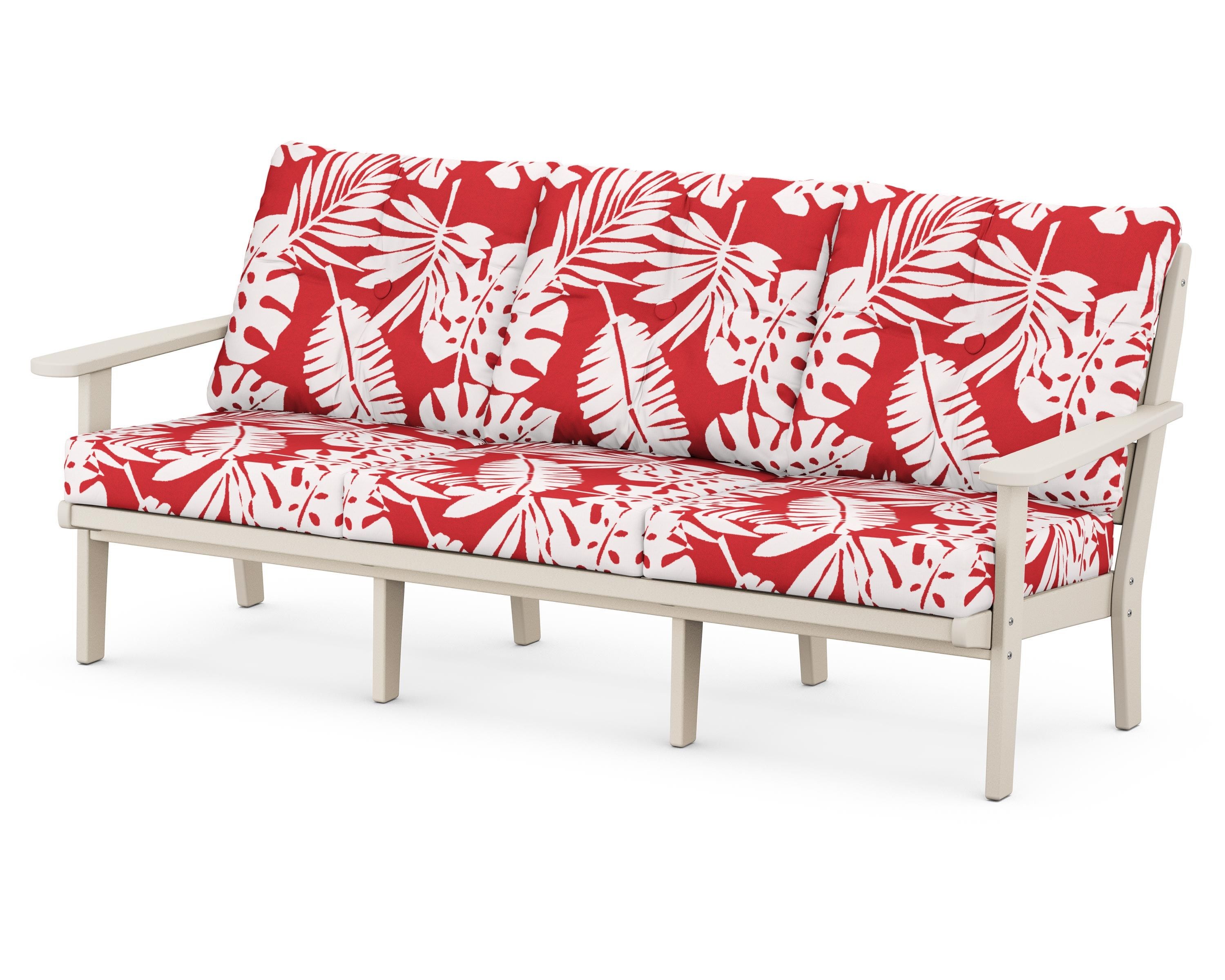 POLYWOOD® Lakeside Deep Seating Sofa in Sand / Leaf Crimson