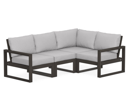 POLYWOOD® EDGE 4-Piece Modular Deep Seating Set in Vintage Coffee / Granite