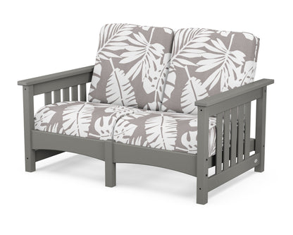 POLYWOOD® Club Mission Loveseat in Slate Grey / Leaf Grey Mist