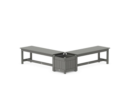 POLYWOOD® 48" Vineyard L- Shaped Planter Bench Set in Slate Grey