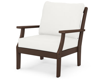 POLYWOOD® Braxton Deep Seating Chair in Mahogany / Natural Linen