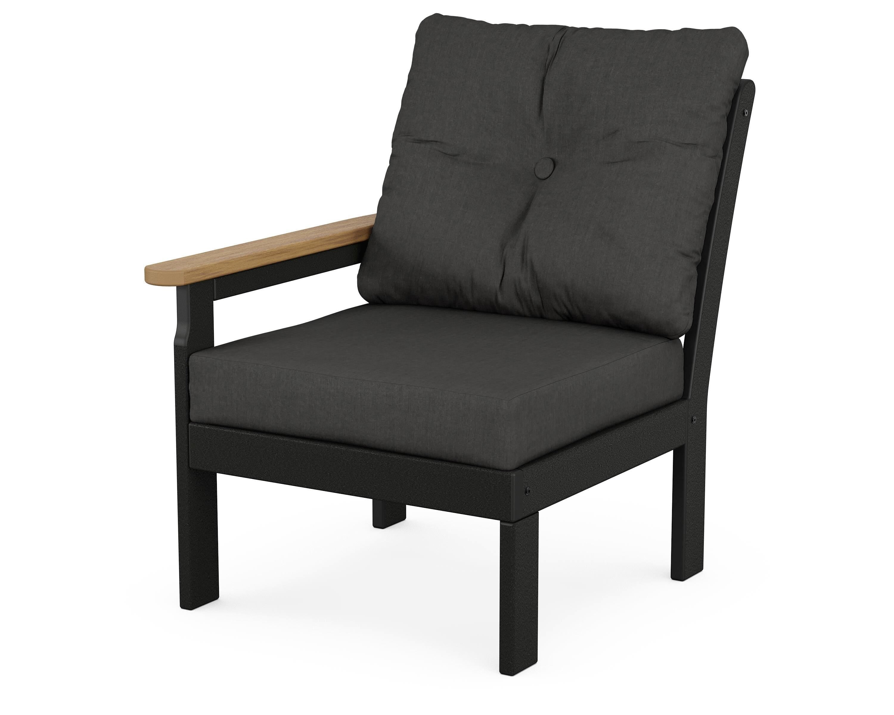 POLYWOOD® Vineyard Modular Left Arm Chair in Black / Natural / Spectrum Carbon