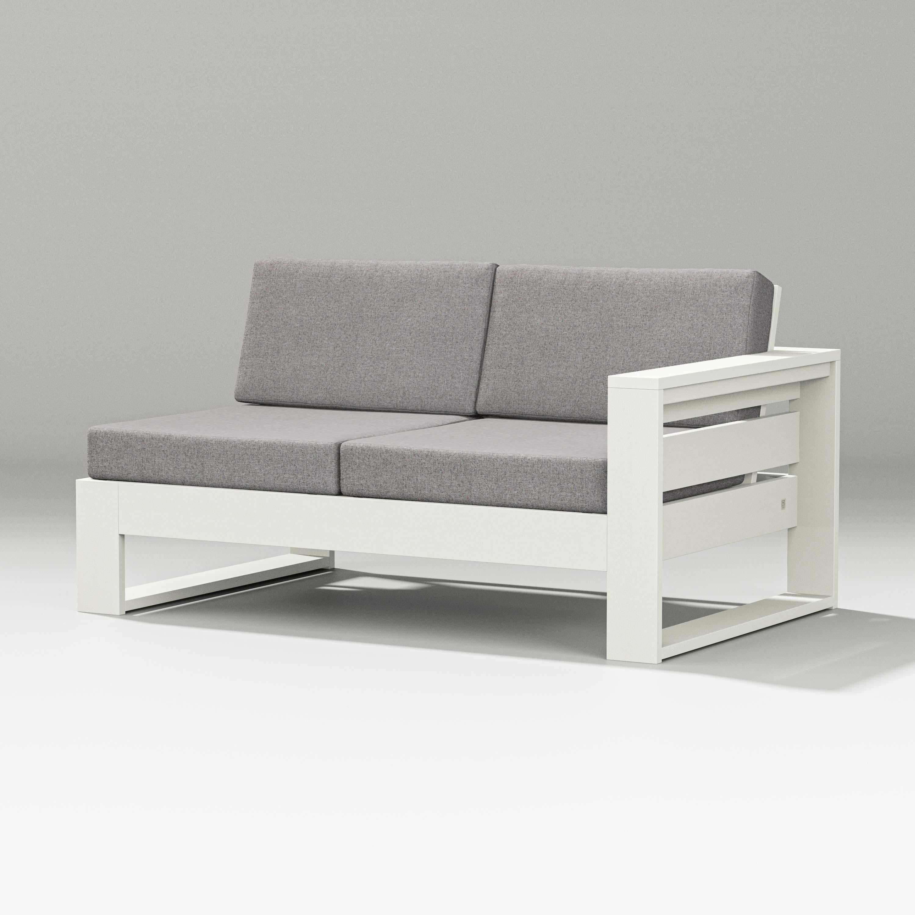 PW Designer Series Latitude Modular Right Arm Loveseat in Vintage White / Grey Mist