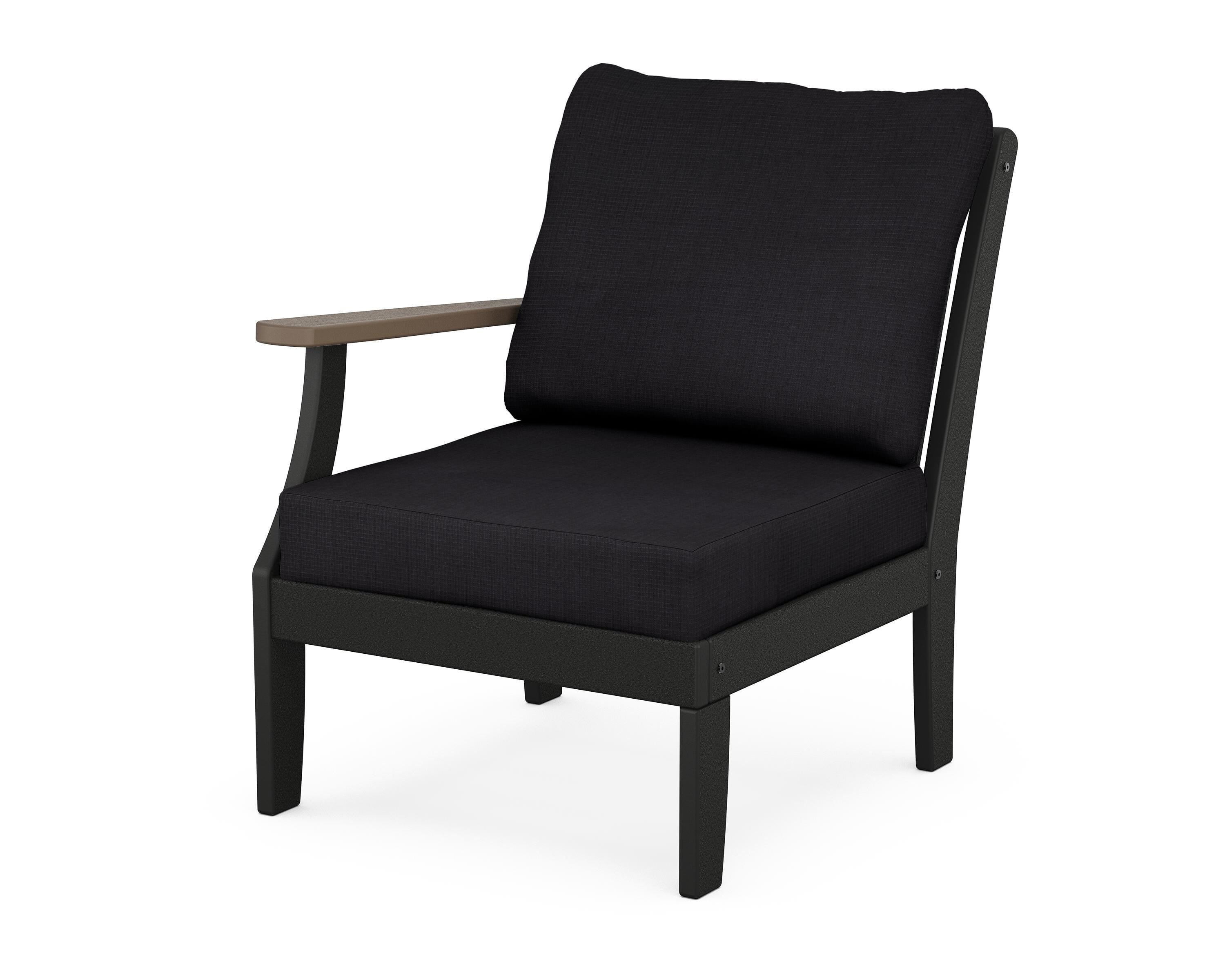 POLYWOOD® Braxton Modular Left Arm Chair in Black / Kona / Midnight Linen