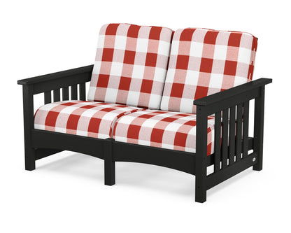 POLYWOOD® Club Mission Loveseat in Black / Buffalo Plaid Crimson