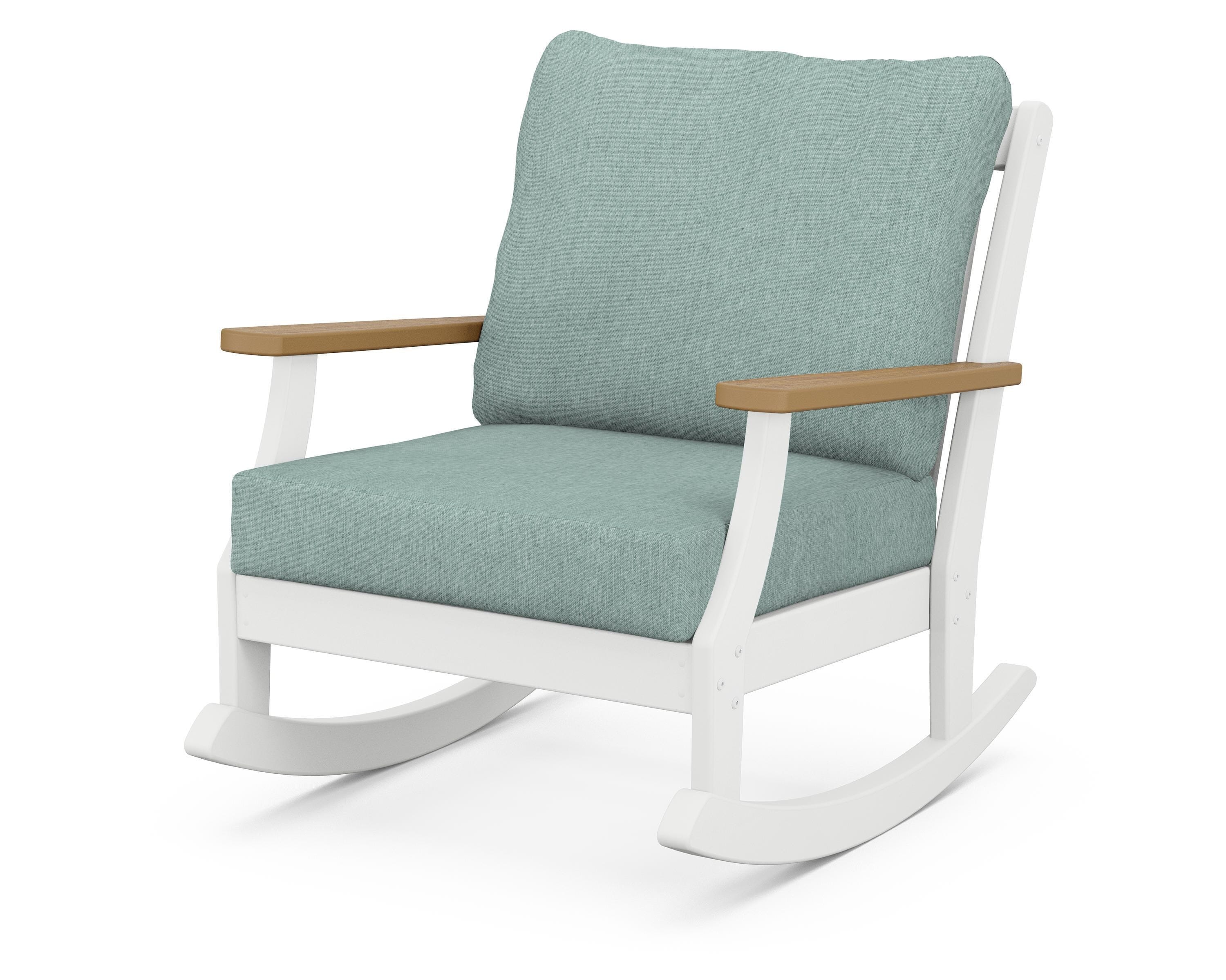 POLYWOOD® Braxton Deep Seating Rocking Chair in White / Natural / Glacier Spa