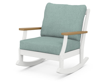 POLYWOOD® Braxton Deep Seating Rocking Chair in White / Natural / Glacier Spa
