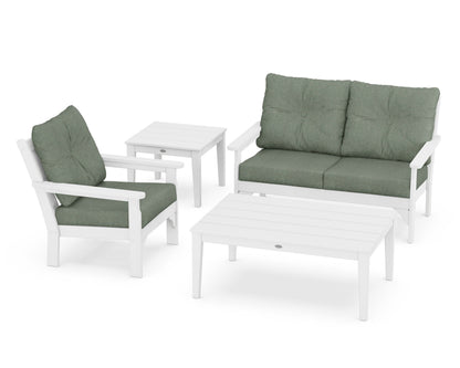 POLYWOOD® Vineyard 4-Piece Deep Seating Set in White / Cast Sage