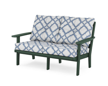 POLYWOOD® Oxford Deep Seating Loveseat in Green / Trellis Sky Blue