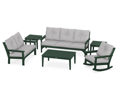 POLYWOOD® Vineyard 6-Piece Deep Seating Set in Green / Granite