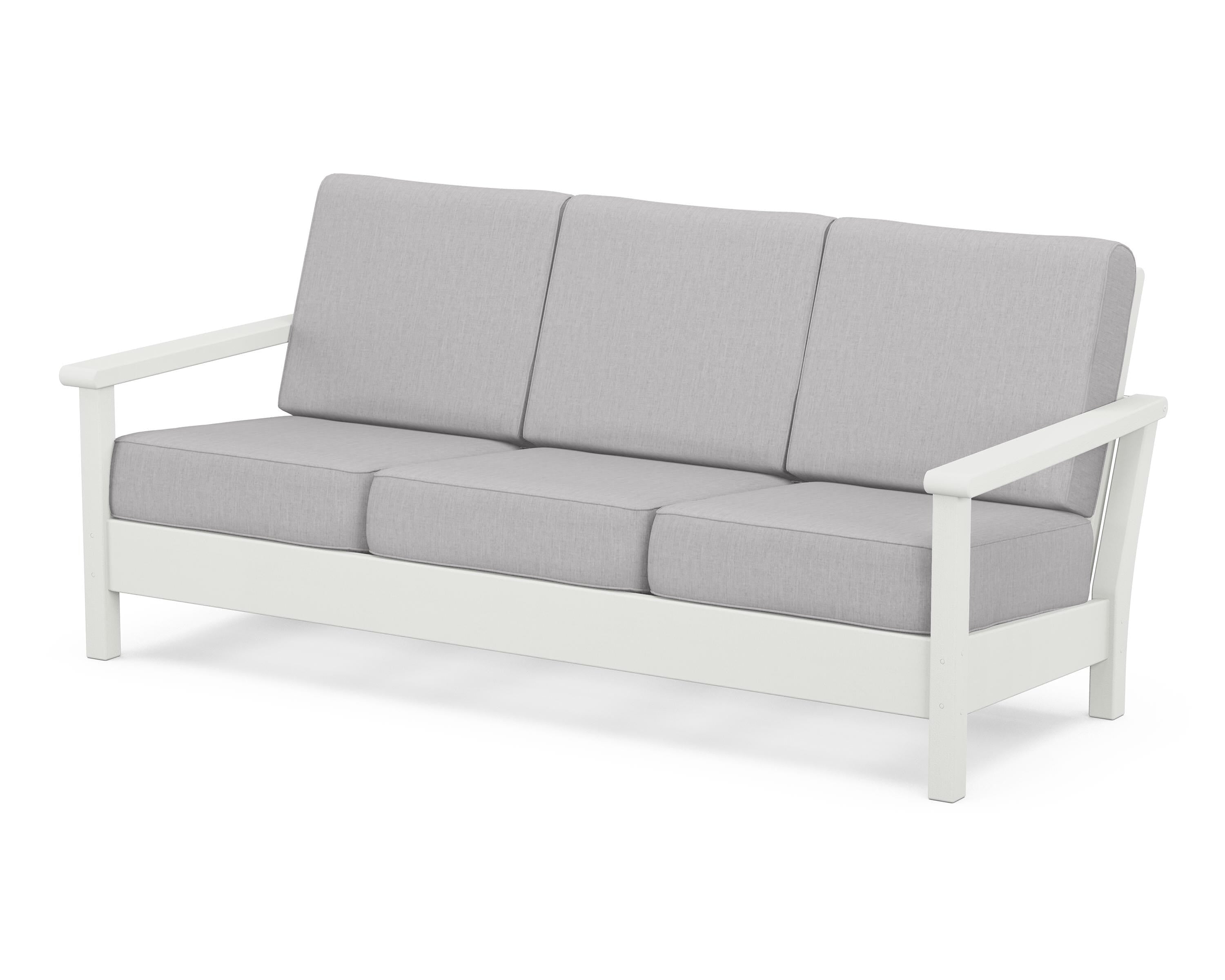 POLYWOOD® Harbour Deep Seating Sofa in Vintage White / Granite