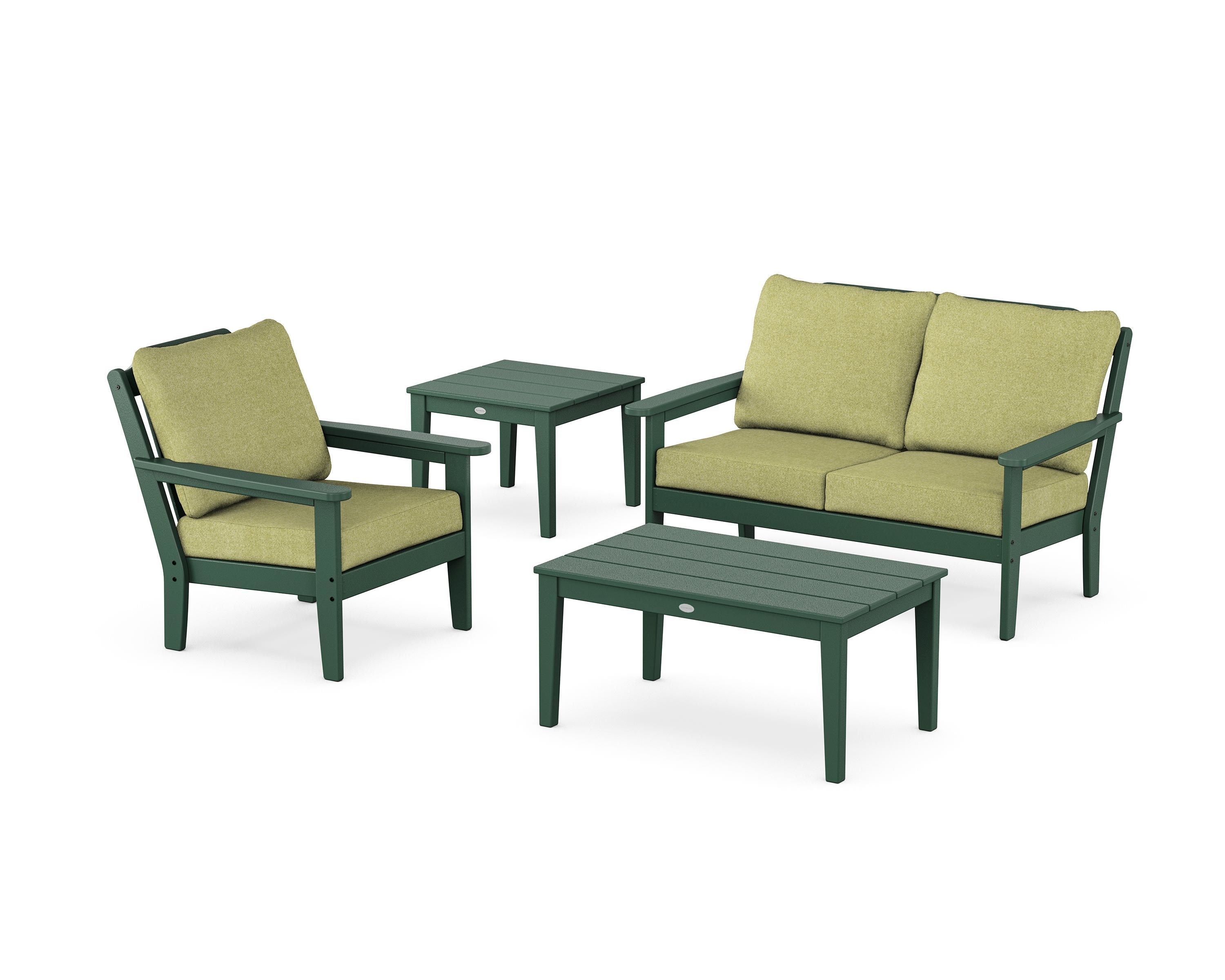 Country Living Wovendale 4-Piece Deep Seating Set in Green / Chartreuse Boucle
