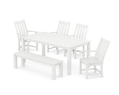 POLYWOOD® Vineyard 6-Piece Parsons Dining Set with Bench in White
