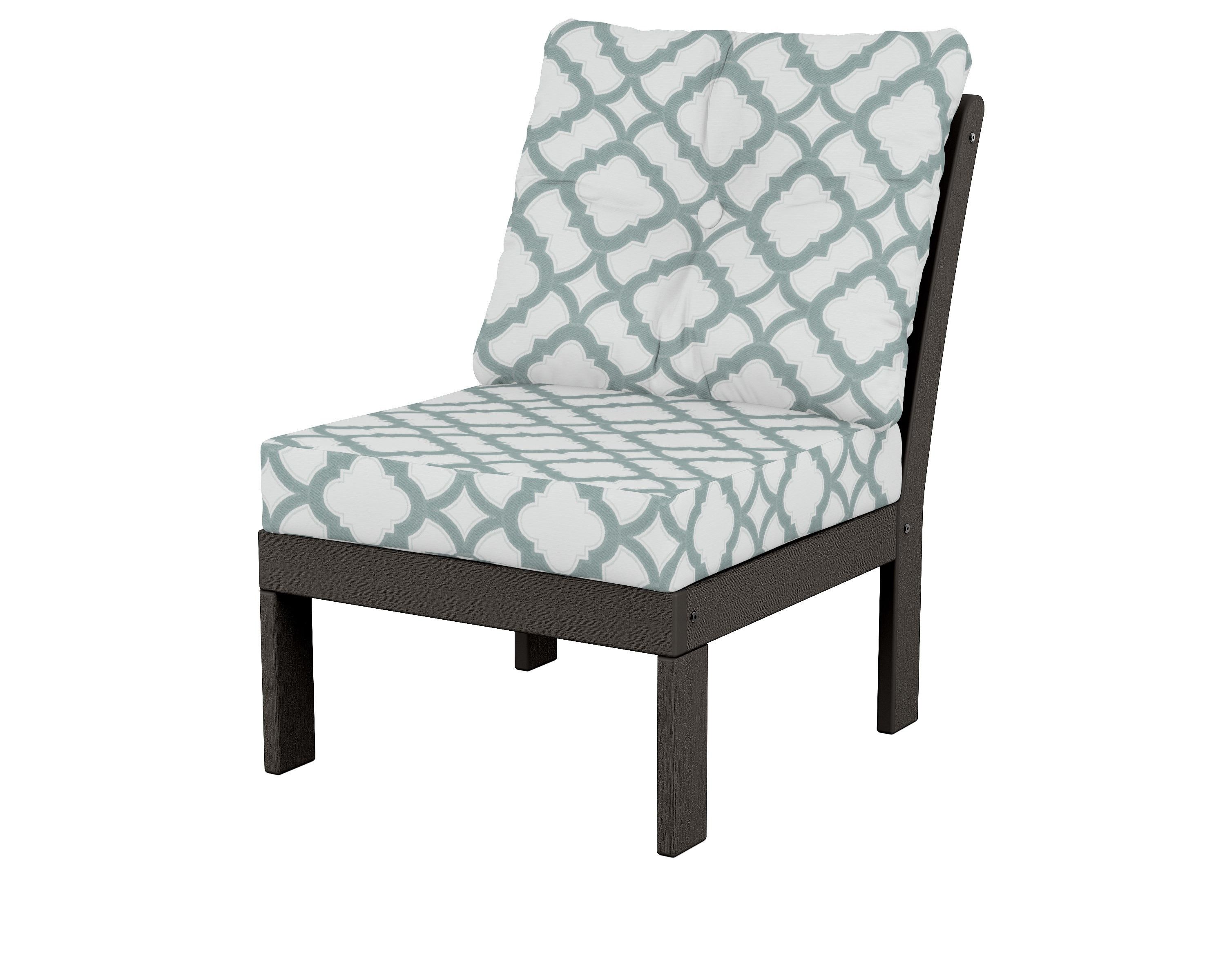 POLYWOOD® Vineyard Modular Armless Chair in Vintage Coffee / Trellis Glacier Spa