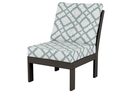 POLYWOOD® Vineyard Modular Armless Chair in Vintage Coffee / Trellis Glacier Spa