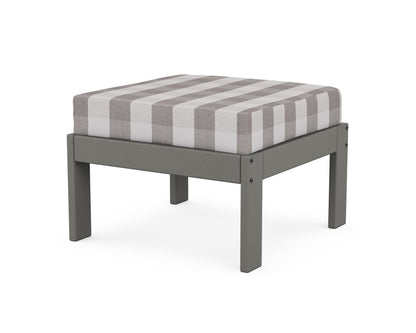 POLYWOOD® Vineyard Modular Ottoman in Slate Grey / Buffalo Plaid Grey Mist