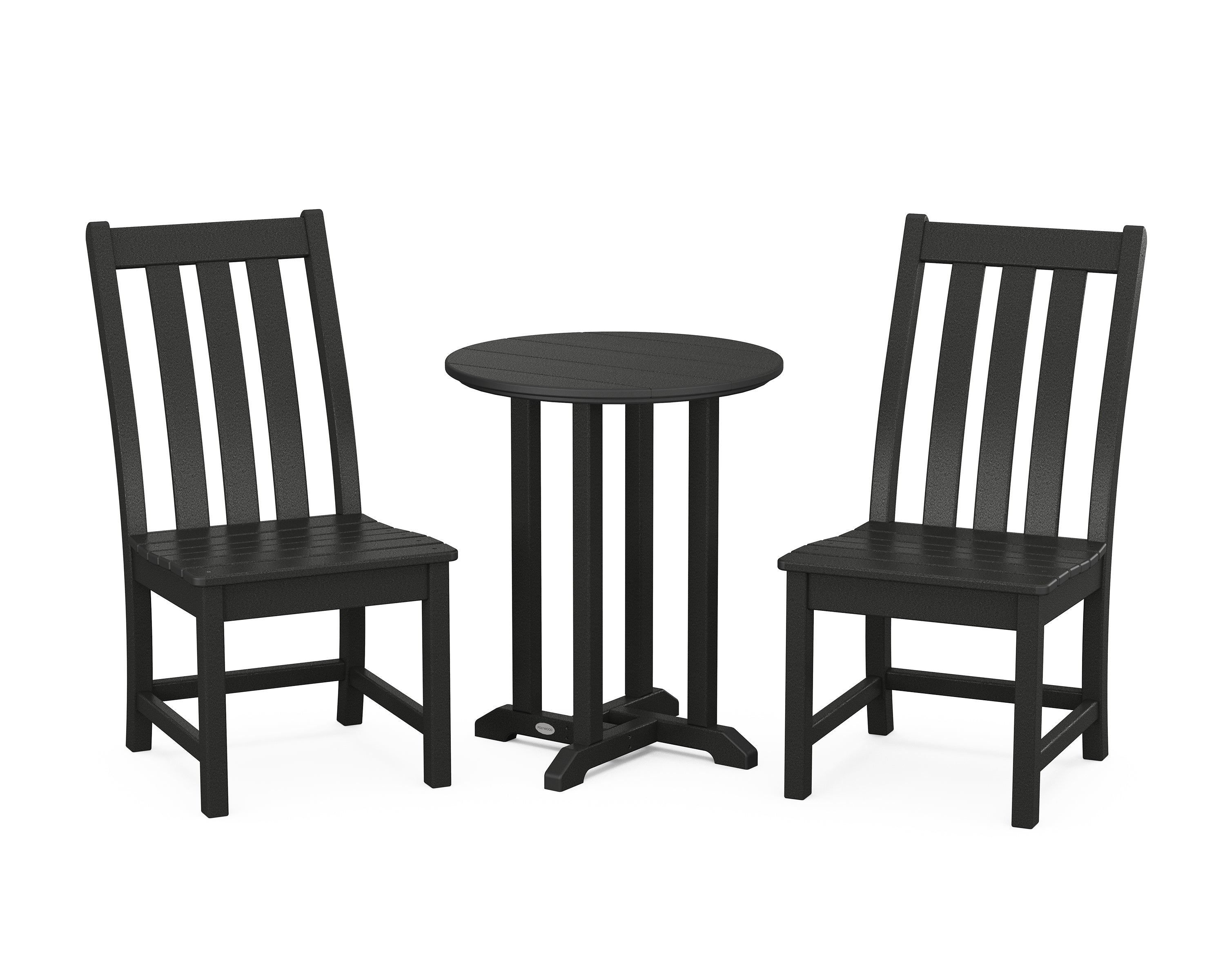 POLYWOOD® Vineyard Side Chair 3-Piece Round Bistro Dining Set in Black