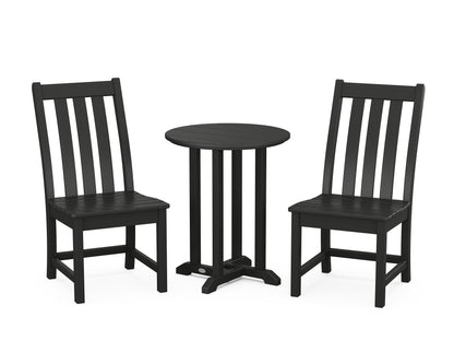 POLYWOOD® Vineyard Side Chair 3-Piece Round Bistro Dining Set in Black