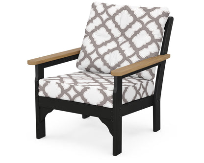 POLYWOOD® Vineyard Deep Seating Chair in Black / Natural / Trellis Grey Mist