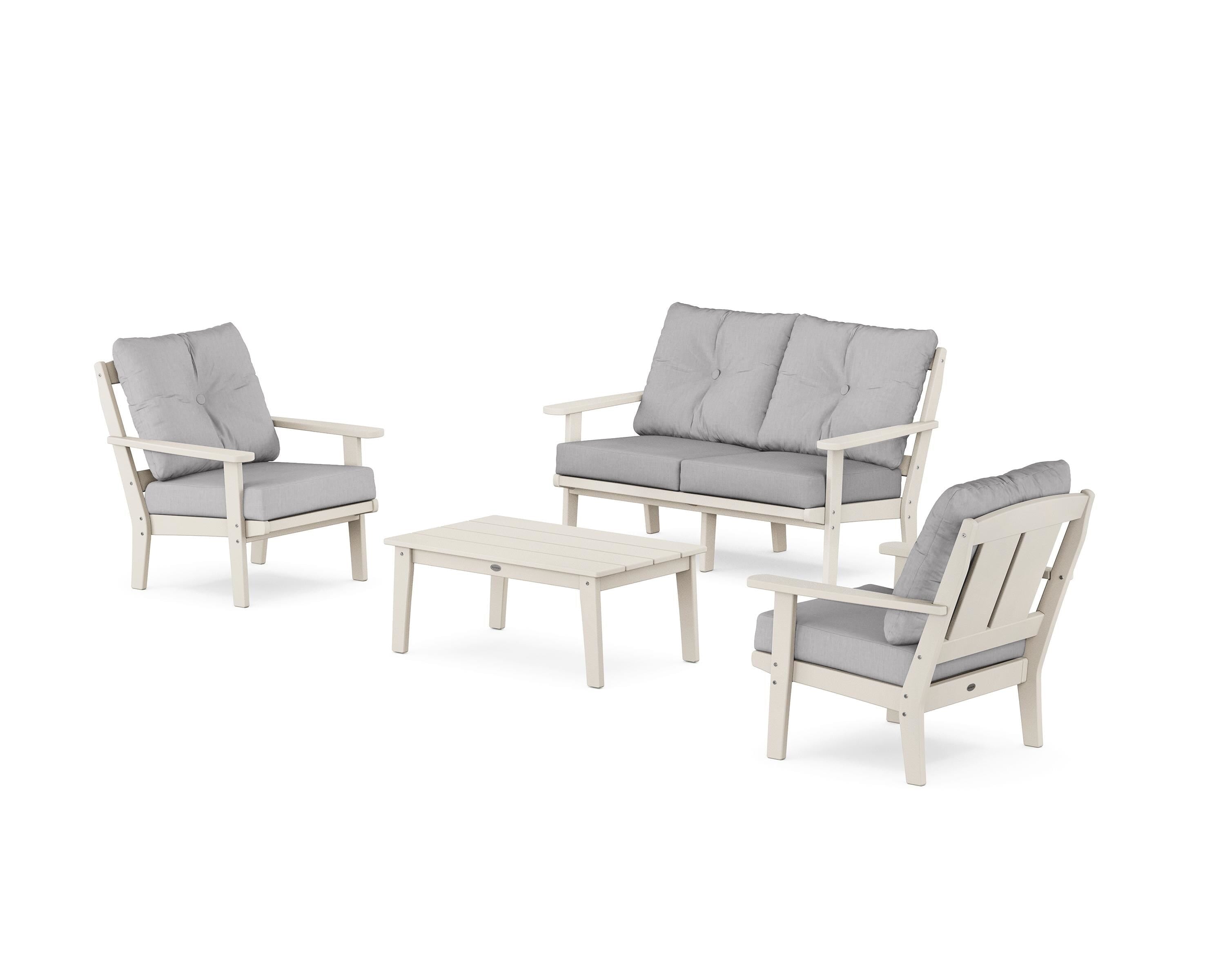 POLYWOOD® Mission 4-Piece Deep Seating Set with Loveseat in Sand / Granite