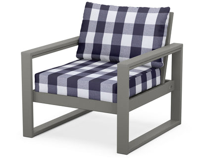 POLYWOOD® EDGE Club Chair in Slate Grey / Buffalo Plaid Navy