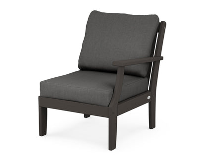 POLYWOOD® Braxton Modular Right Arm Chair in Vintage Coffee / Spectrum Carbon