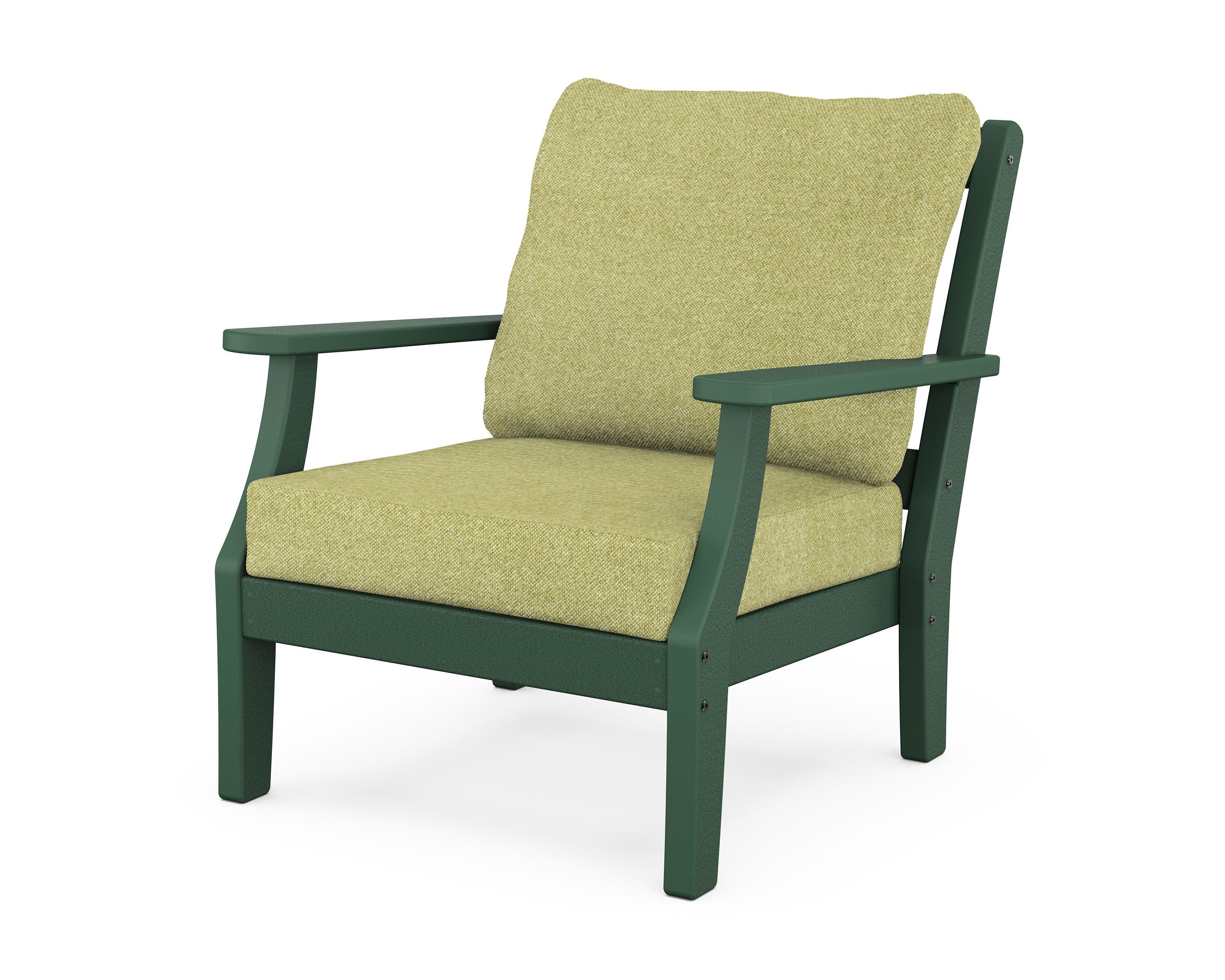 Martha Stewart by POLYWOOD® Chinoiserie Deep Seating Chair in Green / Chartreuse Boucle