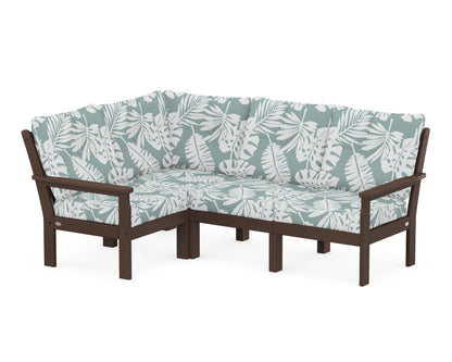 POLYWOOD® Vineyard 4-Piece Sectional in Mahogany / Leaf Glacier Spa