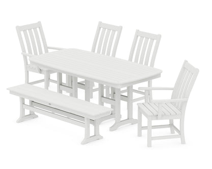 POLYWOOD® Vineyard 6-Piece Dining Set with Bench in White