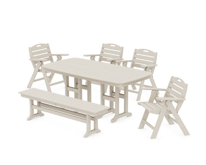 POLYWOOD® Nautical Lowback 6-Piece Dining Set with Bench in Sand