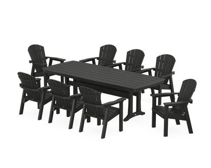 POLYWOOD® Seashell 9-Piece Dining Set with Trestle Legs in Black
