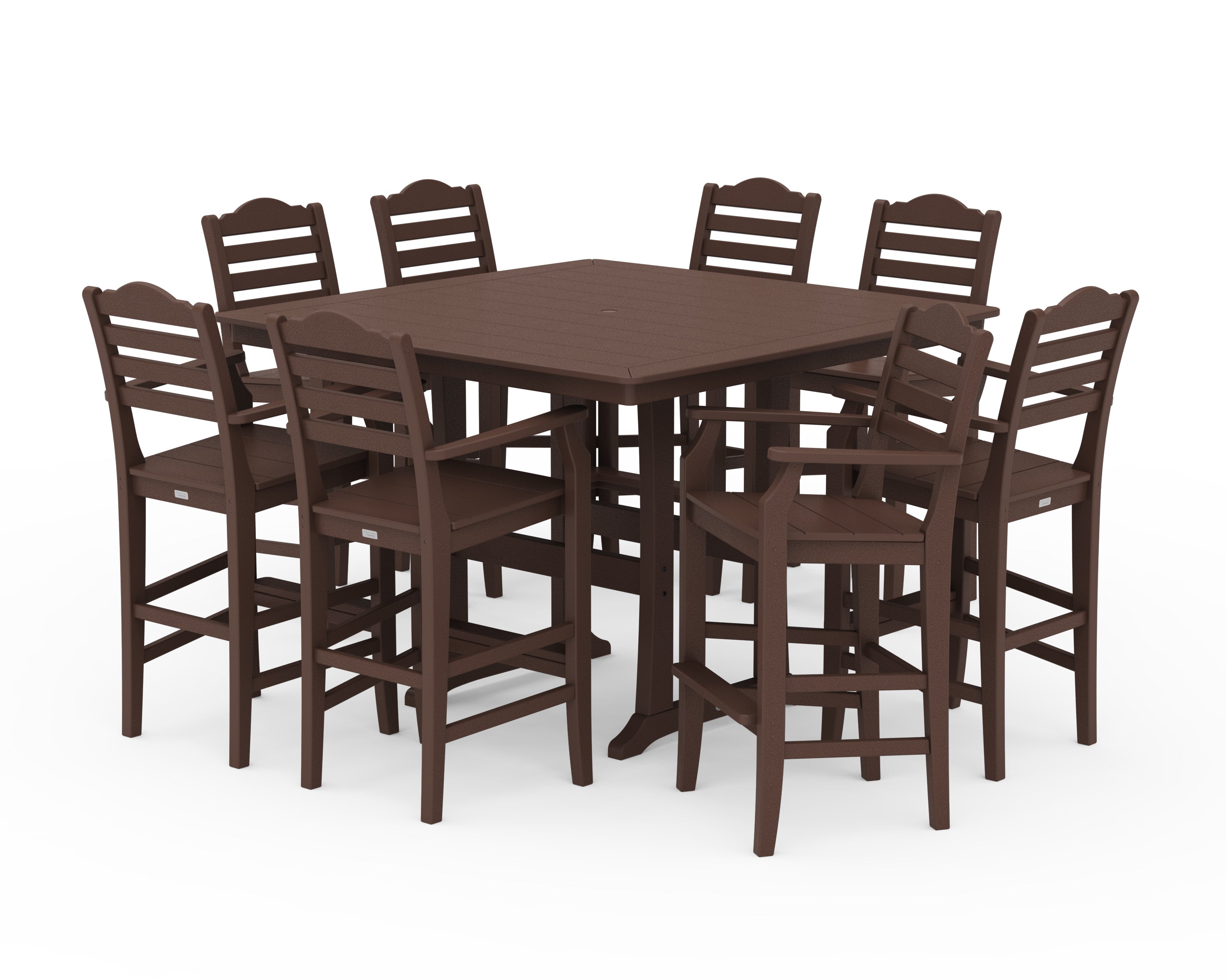 Draper James™ by  POLYWOOD® Savannah 9-Piece Square Bar Set with Trestle Legs in Mahogany
