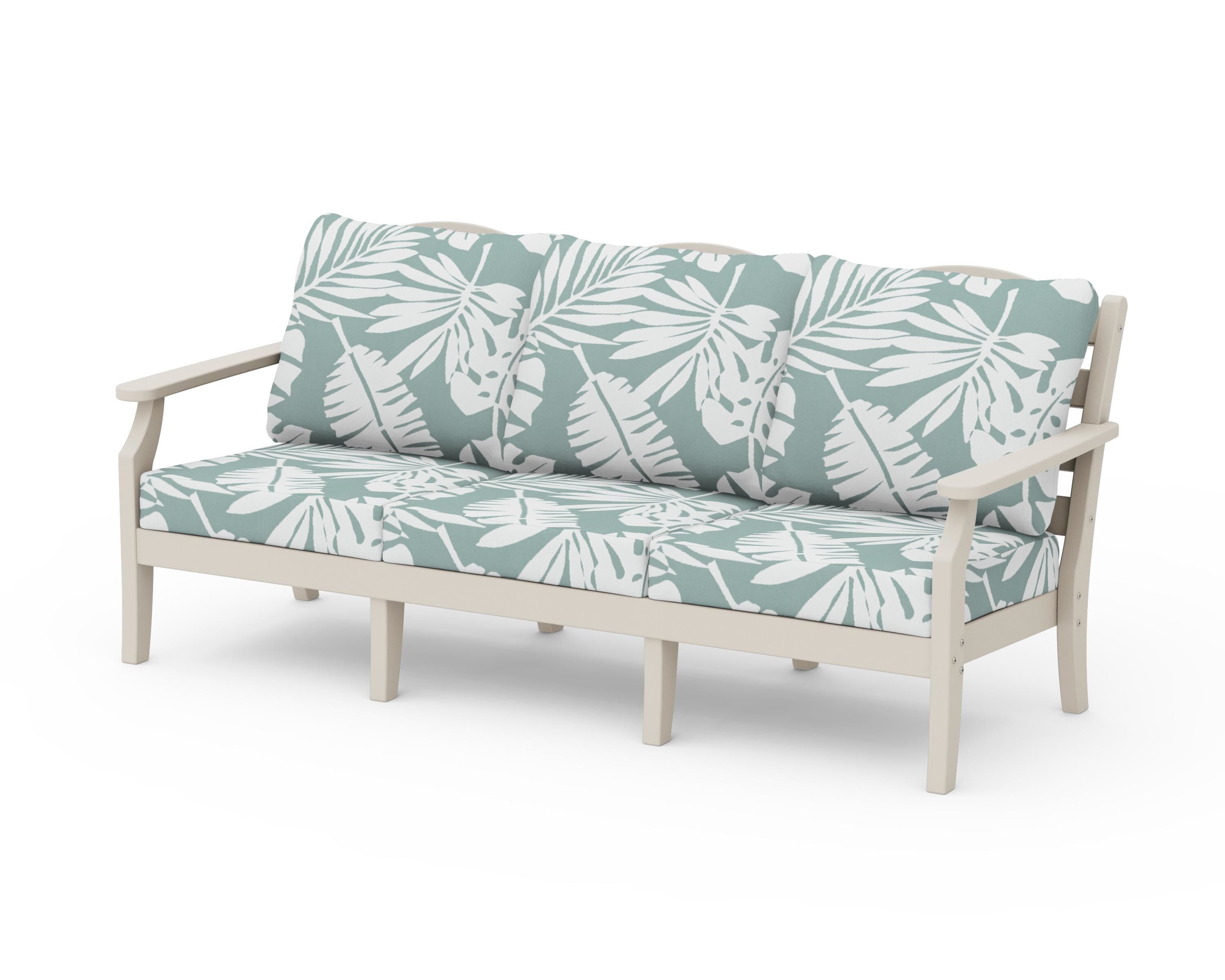 Draper James™ by  POLYWOOD® Savannah Deep Seating Sofa in Sand / Leaf Glacier Spa