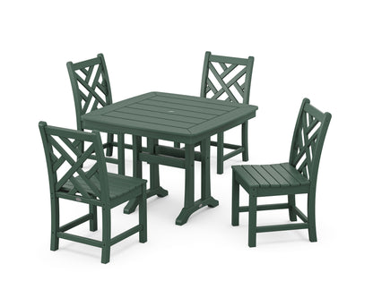 POLYWOOD® Chippendale Side Chair 5-Piece Dining Set with Trestle Legs in Green