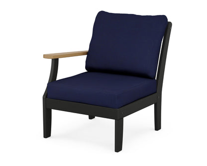 POLYWOOD® Braxton Modular Left Arm Chair in Black / Natural / Navy