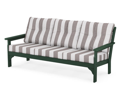 POLYWOOD® Vineyard Deep Seating Sofa in Green / Cabana Stripe Grey Mist