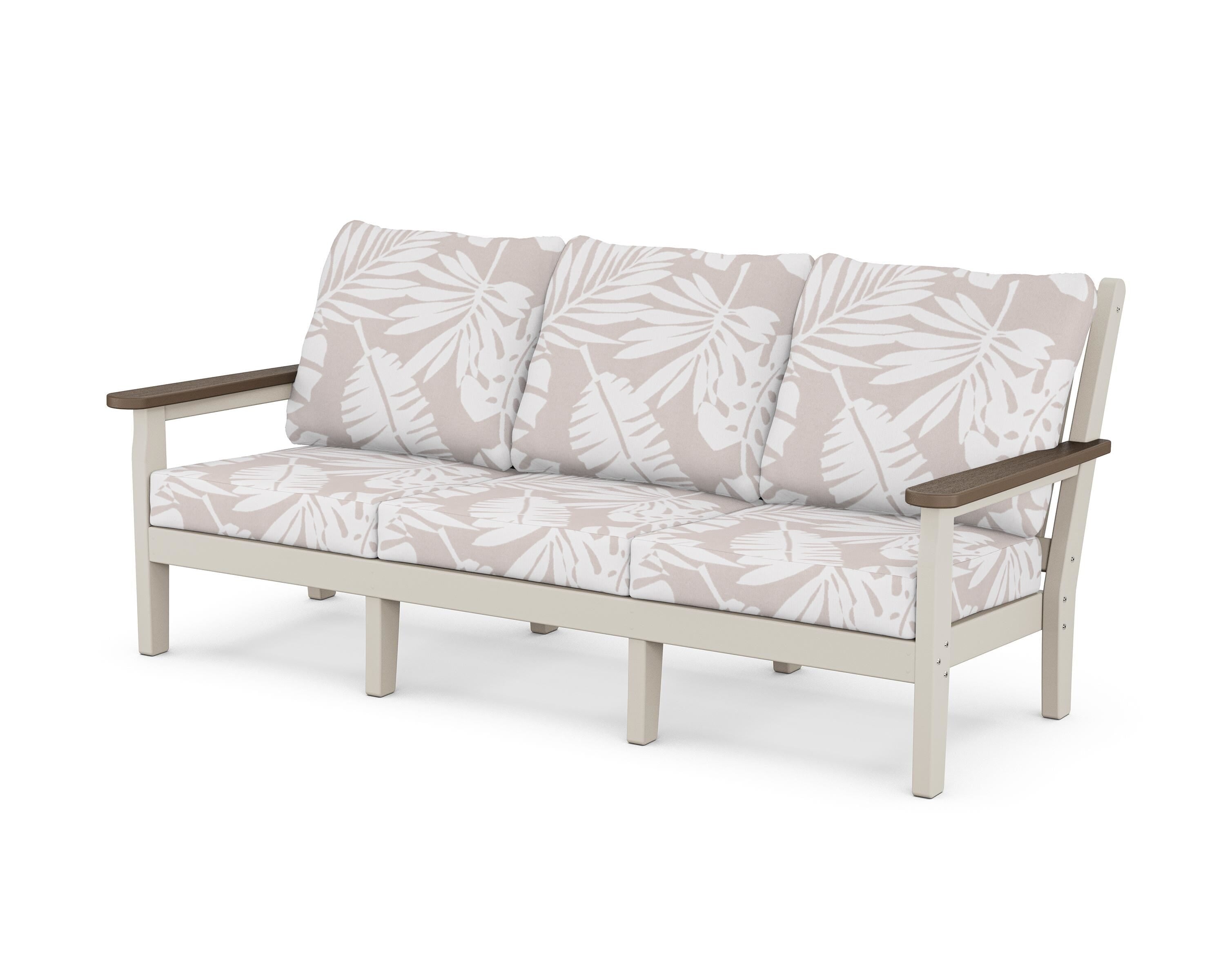 POLYWOOD® Chippendale Deep Seating Sofa in Sand / Kona / Leaf Dune Burlap
