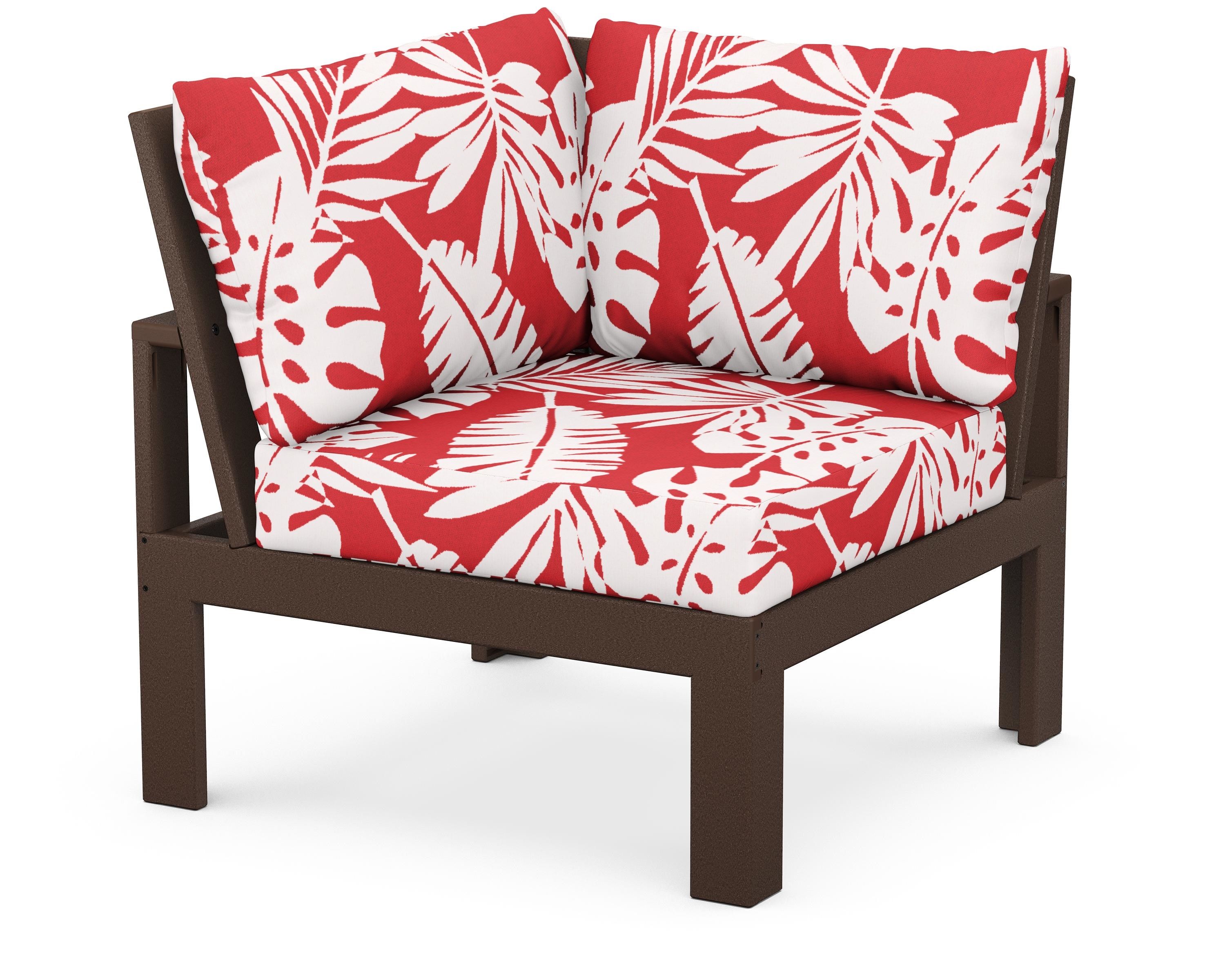 Unbranded Modular Corner Chair in Mahogany / Leaf Crimson