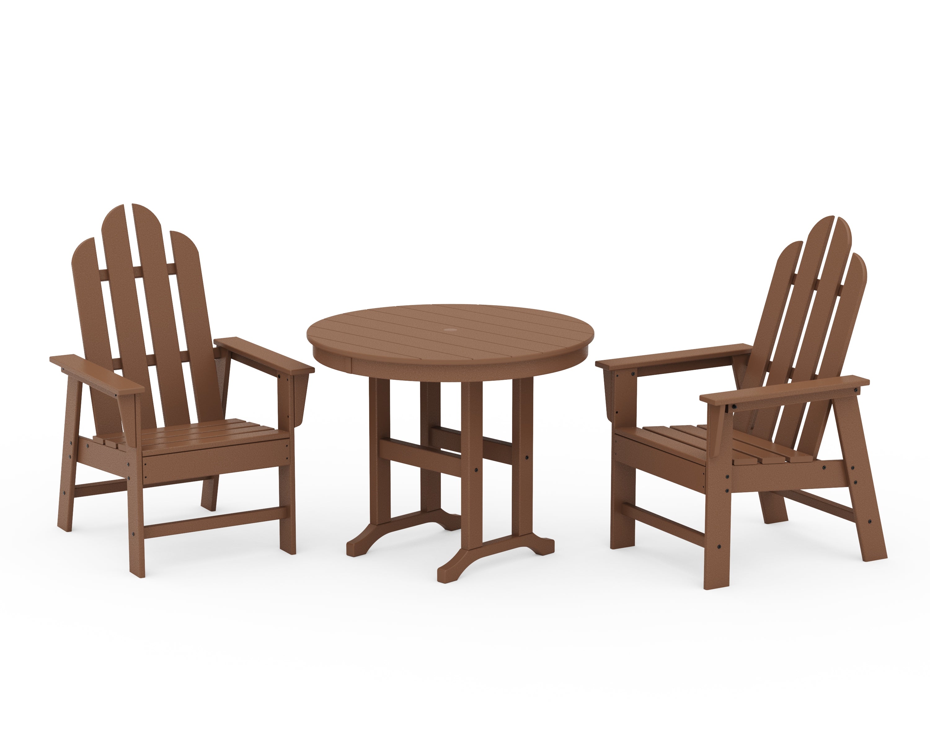POLYWOOD® Long Island 3-Piece Round Dining Set in Teak
