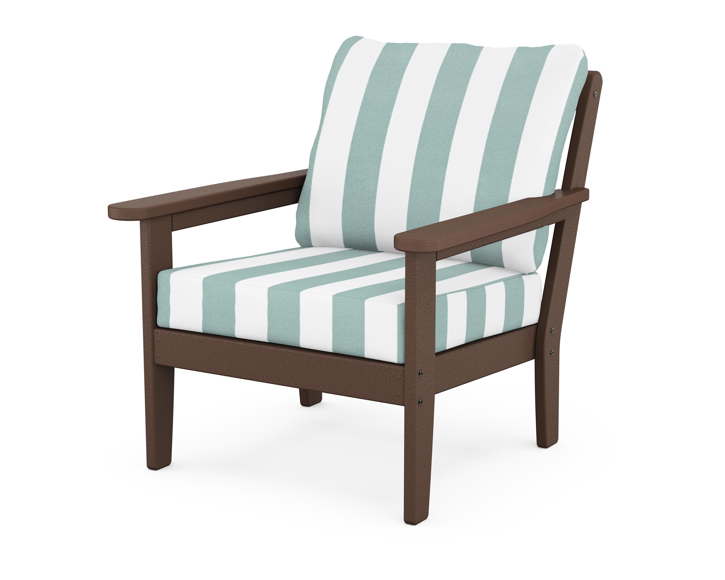 Country Living Cottage Deep Seating Chair in Mahogany / Cabana Stripe Glacier Spa