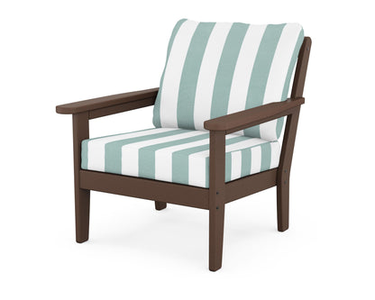 Country Living Cottage Deep Seating Chair in Mahogany / Cabana Stripe Glacier Spa