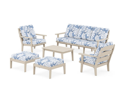 POLYWOOD® Lakeside 6-Piece Lounge Sofa Set in Sand / Leaf Sky Blue