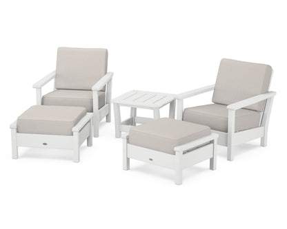 POLYWOOD® Harbour 5-Piece Deep Seating Chair Set in White / Cast Ash