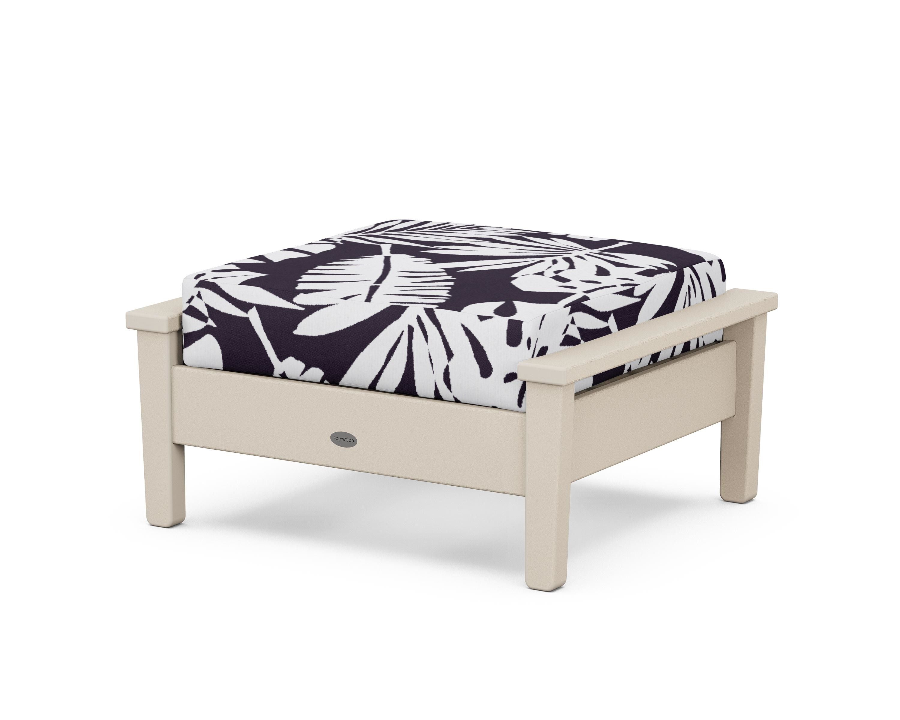 POLYWOOD® Prescott Deep Seating Ottoman in Sand / Leaf Navy