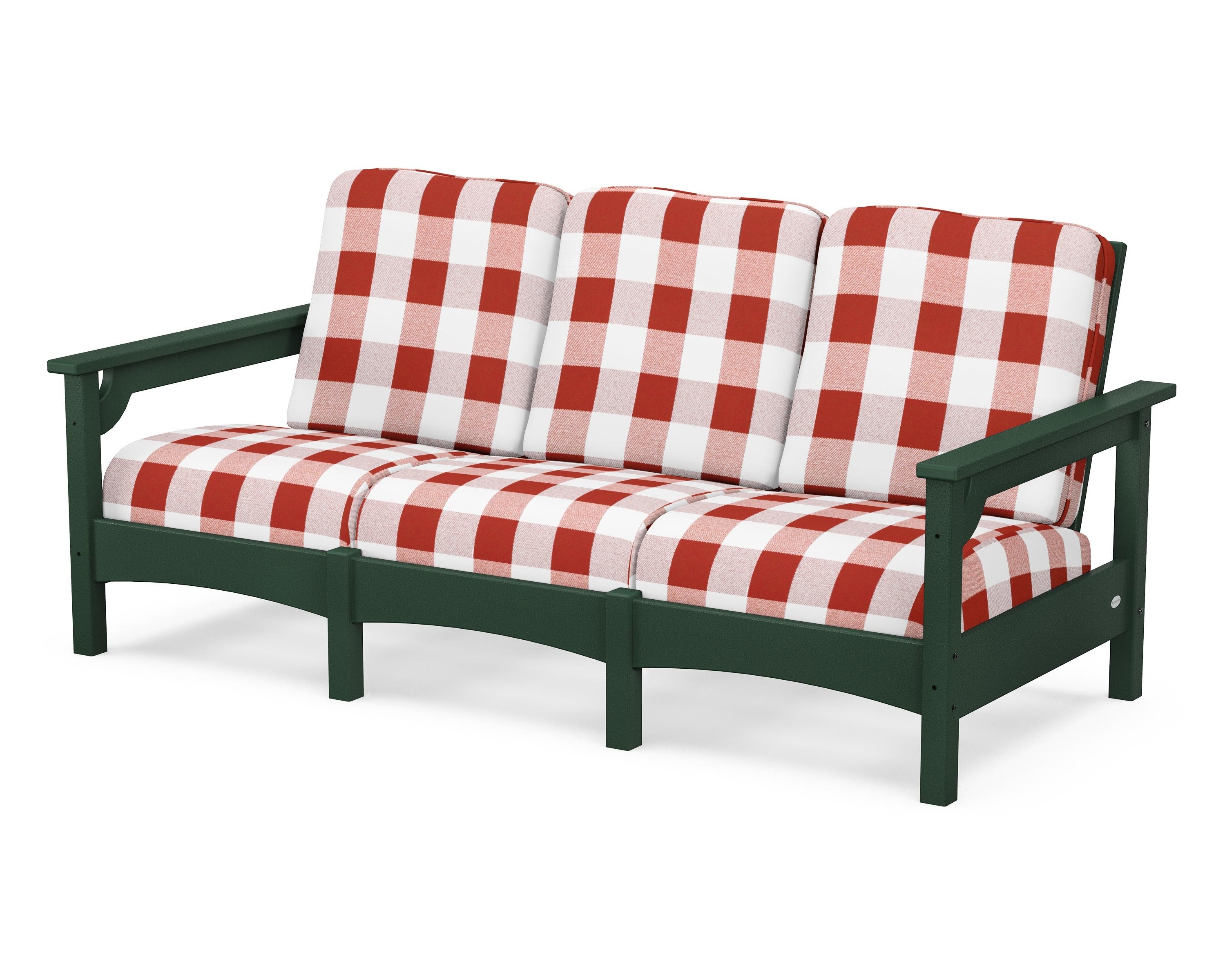POLYWOOD® Club Sofa in Green / Buffalo Plaid Crimson
